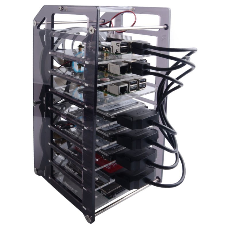 Obudowa klaster 8 warstw dla Raspberry Pi z wentylatorami RBG