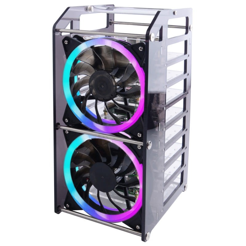 Obudowa klaster 8 warstw dla Raspberry Pi z wentylatorami RBG