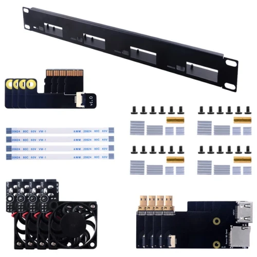 Szyna 19" z adapterami Micro HDMI do montażu minikomputerów Raspberry Pi 4 w obudowie serwerowej
