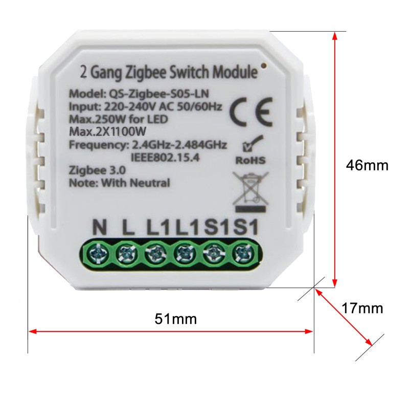 Dwuobwodowy Inteligentny dopuszkowy przekaźnik RTX ZigBee 3.0 1150Watt