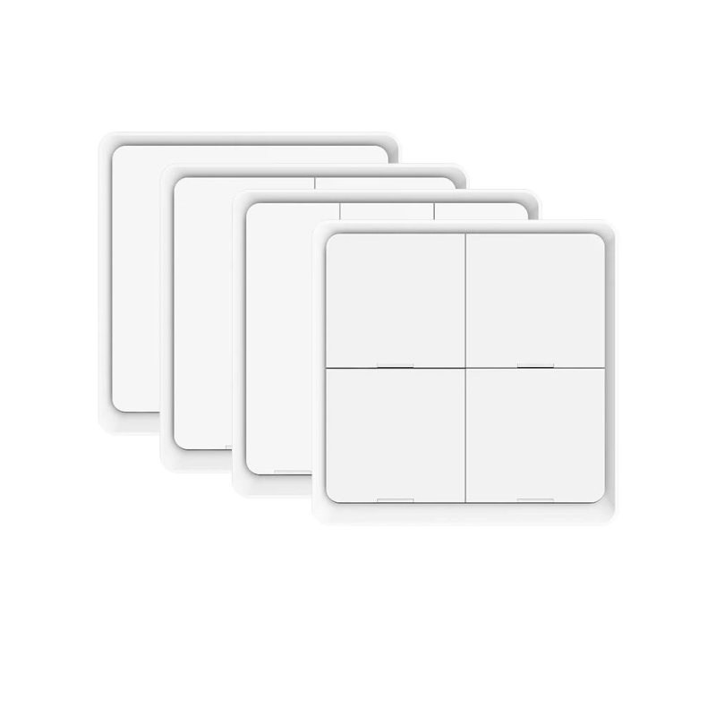 Przełącznik inteligenty 4 obw.  z obsługą 12 scen Zigbee Tuya zasilany baterią CR2430 Moes biały