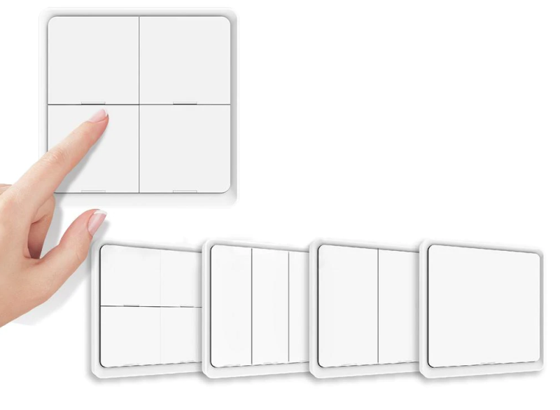 Przełącznik inteligenty 4 obw.  z obsługą 12 scen Zigbee Tuya zasilany baterią CR2430 Moes biały