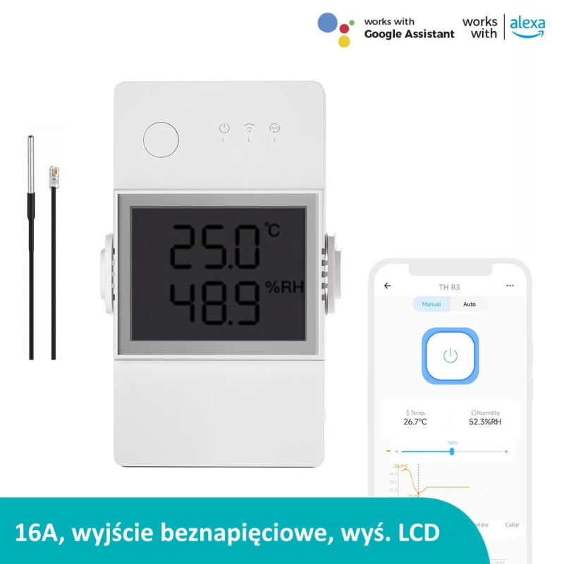 Sonoff TH Elite przekaźnik Wifi z funkcją pomiaru temperatury odpowiednik Sonoff TH16