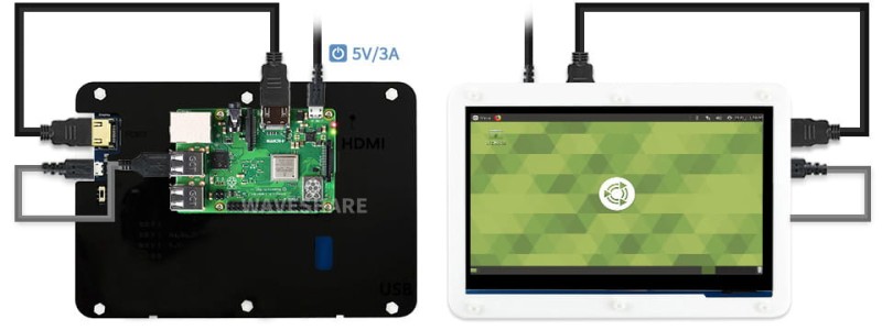 Wyświetlacz LCD 7" 1024x600 IPS HDMI + obudowa