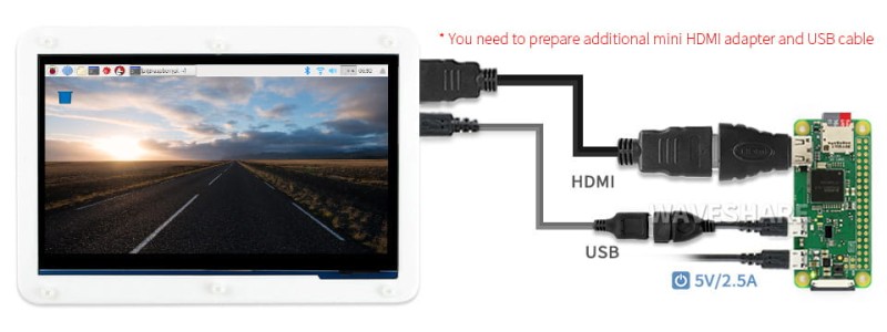 Wyświetlacz LCD 7" 1024x600 IPS HDMI + obudowa