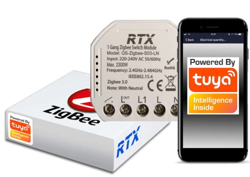 Inteligentny dopuszkowy jednokanałowy sterownik beznapięciowy RTX Zigbee 3.0