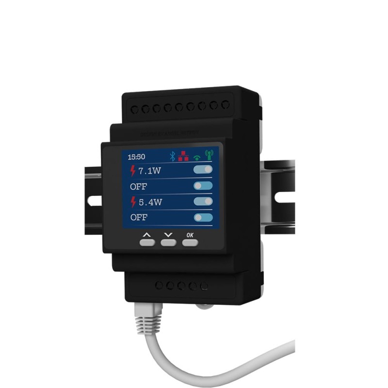 Shelly Pro 4PM - 4-kanałowy inteligentny przekaźnik WiFi/LAN/BL z wyświetlaczem