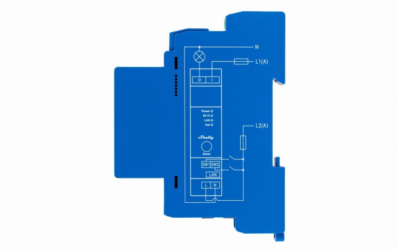 Shelly Pro 1 - jednokanałowy inteligentny przekaźnik WiFi/LAN/BL