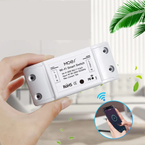 Inteligentny moduł włącznika Wi-Fi, jednokanałowy z wyłącznikiem czasowym i monitorem zużycia energii dla aplikacji Tuya