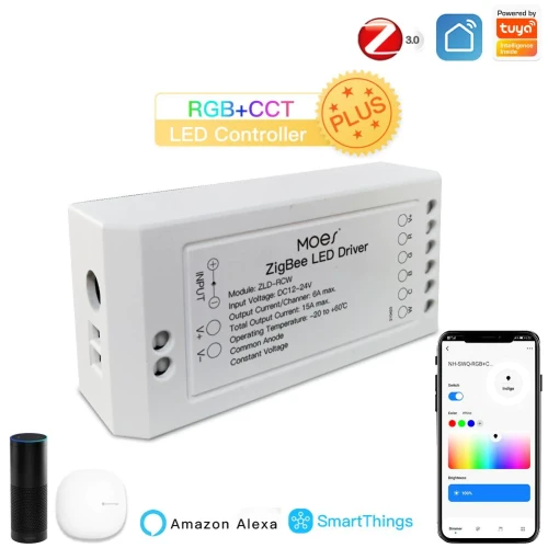 Sterownik światła RGBCCT z ściemniaczem ZigBee dla aplikacji  Tuya SmartLife