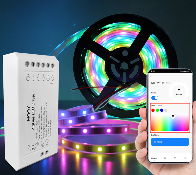 Sterownik światła RGBCCT z ściemniaczem ZigBee dla aplikacji  Tuya SmartLife