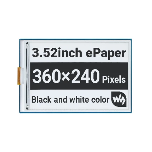 Wyświetlacz E-papier 3.52" 360x240px SPI czarno biały dla Raspberry Pi