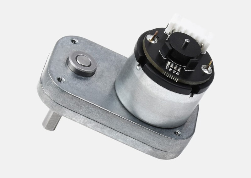 Silnik DC 12V przekładnią metalową 240RPM z wałkiem wyjściowym nastawnym typy L i magnetycznym enkoderem Halla