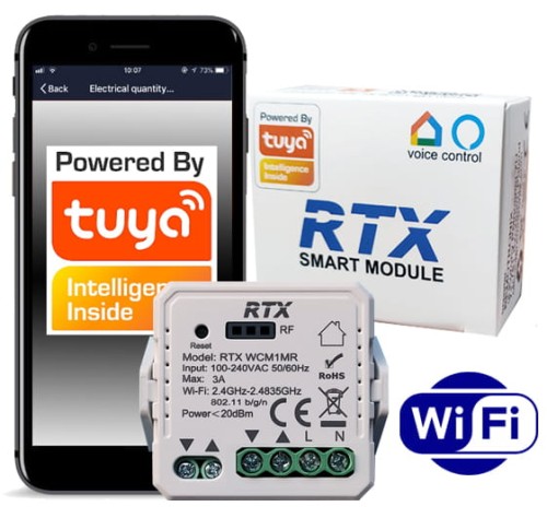 Inteligentny dopuszkowy sterownik rolet RTX WiFi dla aplikacji TUYA z możliwością podłączenia RF
