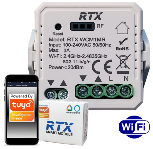 Inteligentny dopuszkowy sterownik rolet RTX WiFi dla aplikacji TUYA z możliwością podłączenia RF