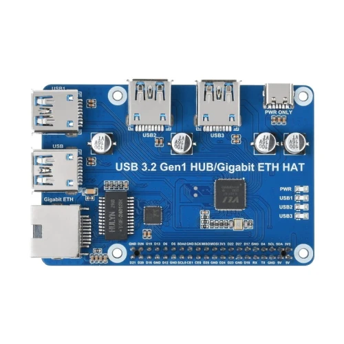 Moduł rozszerzeń HUB 3xUSB 3.2 Gen1 1xETH Gigabit HAT dla Raspberry Pi