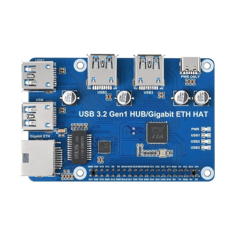 Moduł rozszerzeń HUB 3xUSB 3.2 Gen1 1xETH Gigabit HAT dla Raspberry Pi