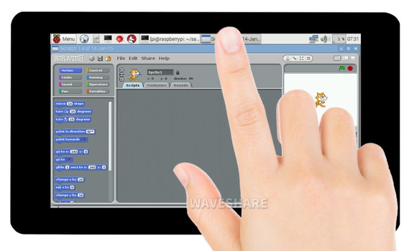Pojemnościowy wyświetlacz LCD 7" 1024 x 600 panel ze szkła hartowanego