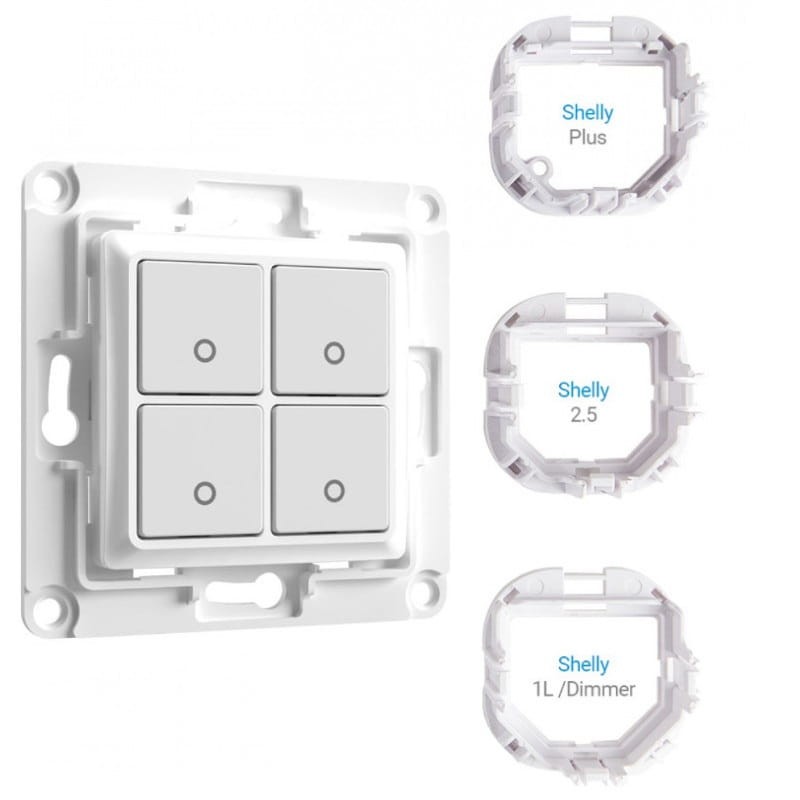 Przełącznik ścienny czteroprzyciskowy Shelly Wall Switch dla przekaźników Shelly - Biały