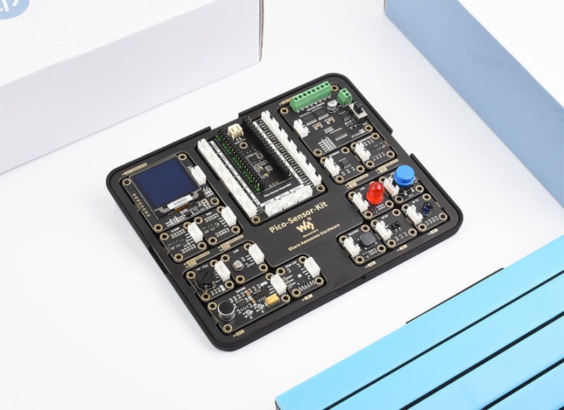 Zestaw 15 modułów podstawowych wraz z płytką rozszerzeń i 1,5" wyświetlaczem OLED dla Raspberry Pi Pico