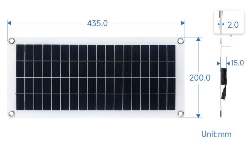 Polykristallines Silizium flexibles Solarmodul 18V 10W mit zwei USB-Anschlüssen