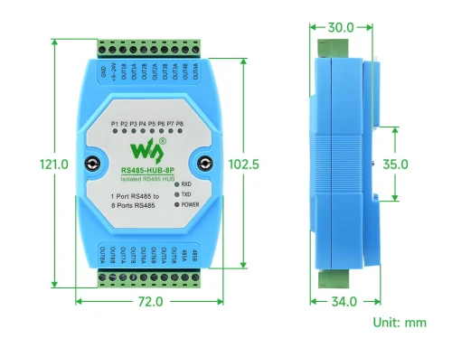 Isolierter 8-Kanal RS485 Hub-Konzentrator