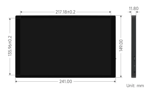 Pojemnościowy wyświetlacz 10.1" 1280 x 800 HP-CAPLCD w aluminowej obudowie dla Raspberry Pi, PC, Jatson, Smartfon