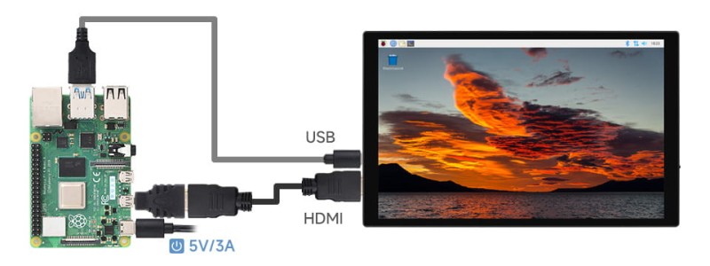 Pojemnościowy wyświetlacz 10.1" 1280 x 800 HP-CAPLCD w aluminowej obudowie dla Raspberry Pi, PC, Jatson, Smartfon