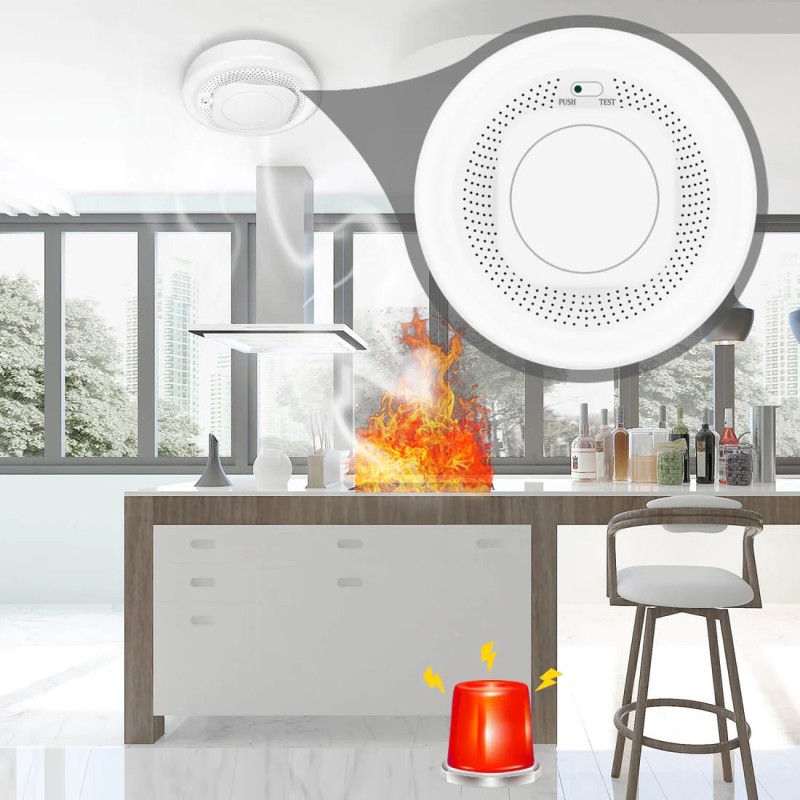 Czujnik dymu i wysokiej temperatury Zigbee Tuya