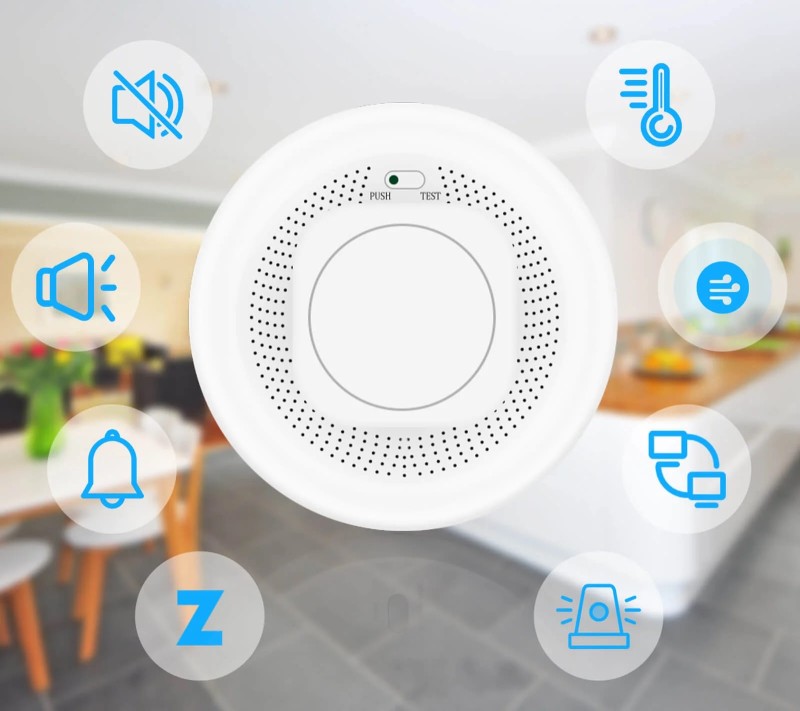 Czujnik dymu i wysokiej temperatury Zigbee Tuya
