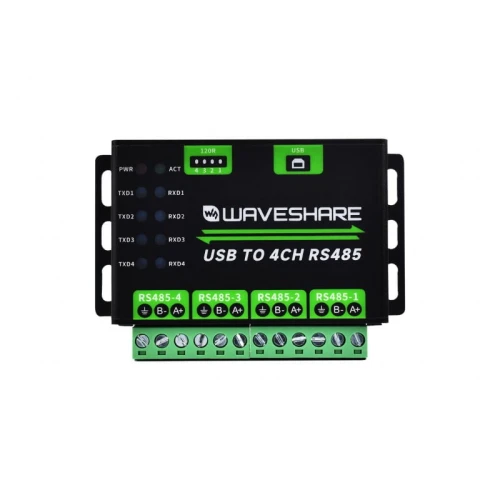 Przemysłowy czterokanałowy konwerter USB na RS485 w metalowej obudowie