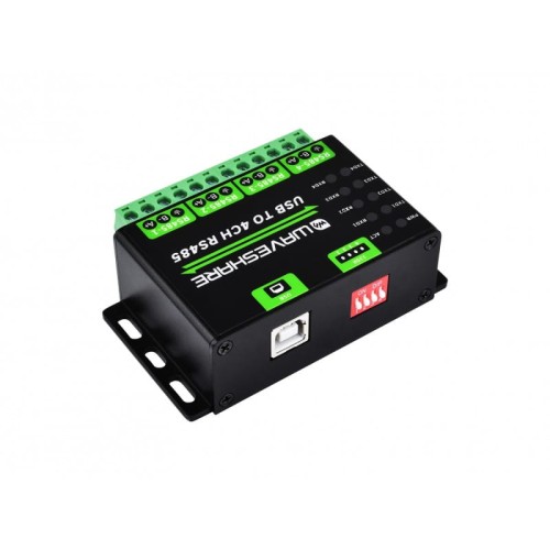 Przemysłowy czterokanałowy konwerter USB na RS485 w metalowej obudowie