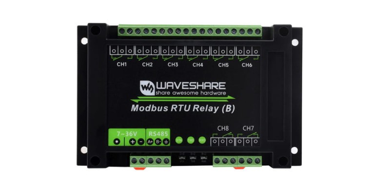 Moduł z 8 przekaźnikami sterowany RS485 Modbus RTU