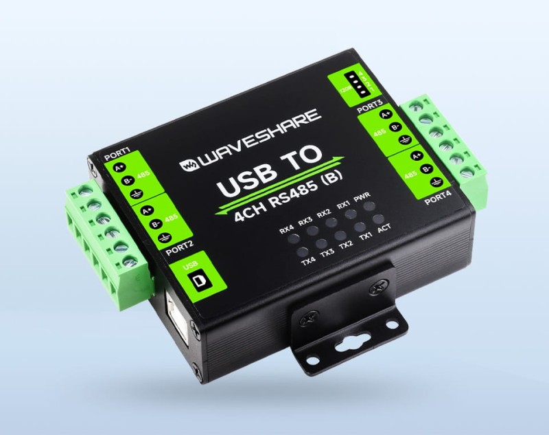 Průmyslový čtyřkanálový konvertor USB na RS485