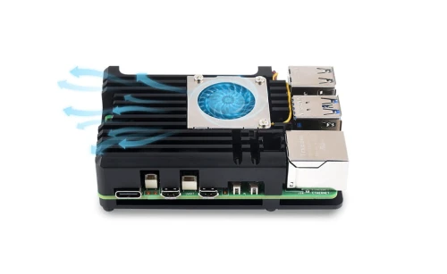 Obudowa z aluminium dla Raspberry Pi 5 z wentylatorem sterowanym temperaturą