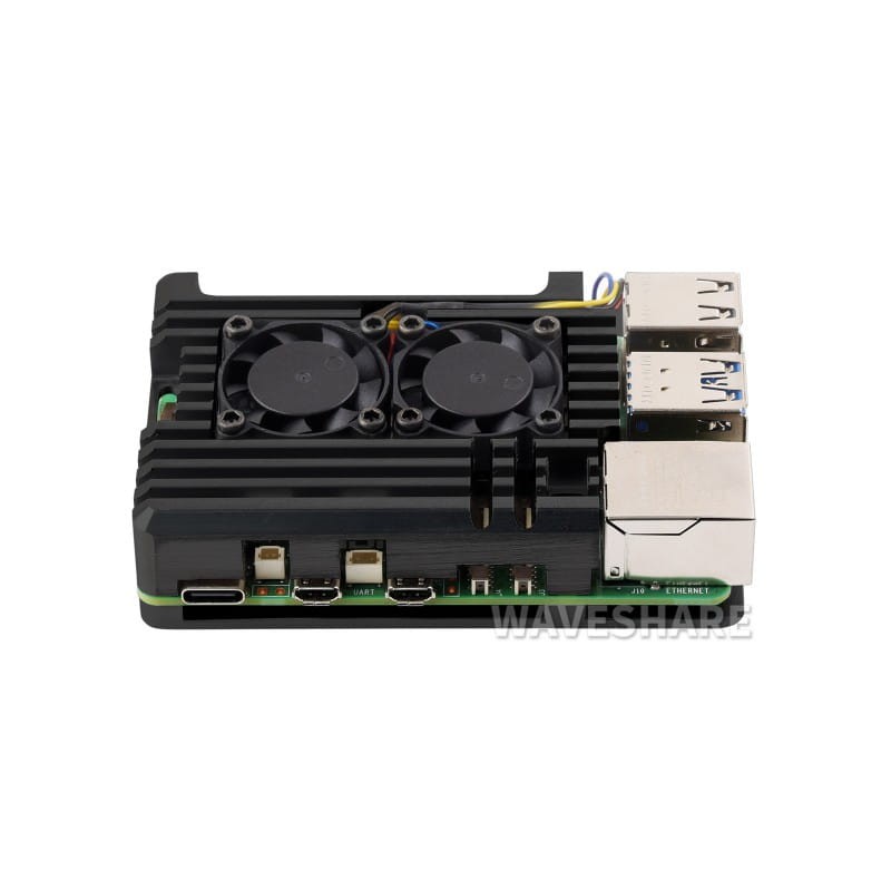 Obudowa z aluminium dla Raspberry Pi 5 z dwoma wentylatorami chłodzącymi