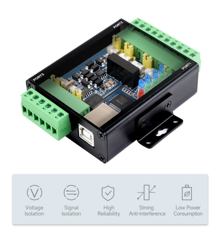 Przemysłowy Konwerter USB do 4-Kanałowego RS485/422, FT4232HL