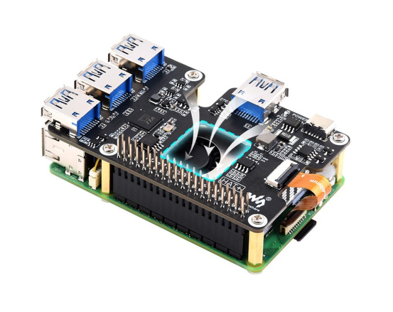 Rozszerzenie PCIIe USB 3.2 dla Raspberry Pi 5, HUB PCIe na 4 x USB