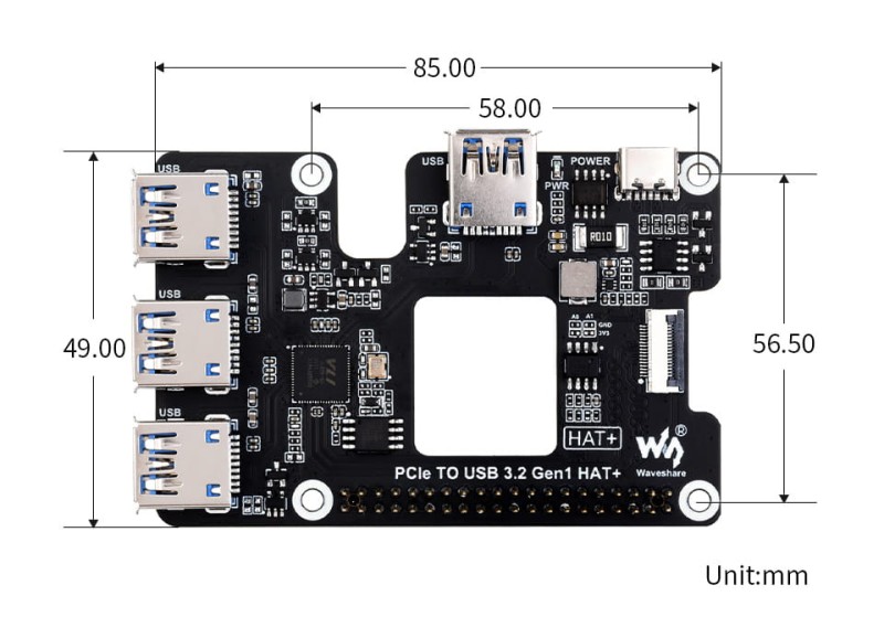 Rozszerzenie PCIIe USB 3.2 dla Raspberry Pi 5, HUB PCIe na 4 x USB