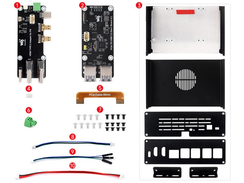 Wielofunkcyjny zestaw minikomputera z rozszerzeniem 4 x USB3.2 dla Raspberry Pi 5