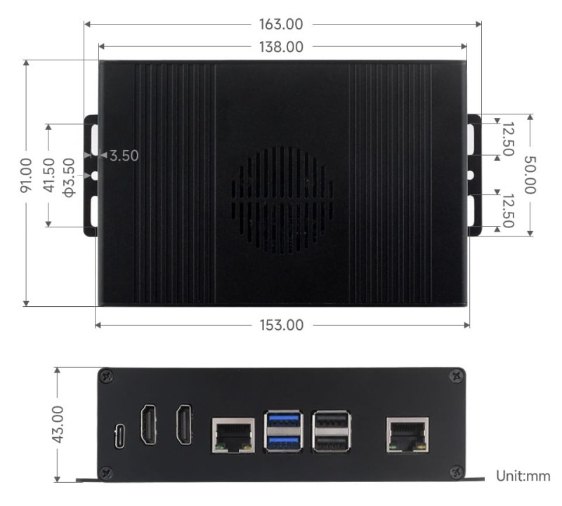 Wielofunkcyjny zestaw minikomputera z rozszerzeniem ETH 1000M dla Raspberry Pi 5