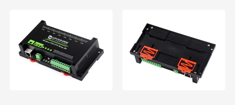 8-kanałowy moduł przekaźników Ethernet z wejściem cyfrowym, obsługujący Modbus RTU/TCP, zasilanie PoE, montaż na szynie DIN