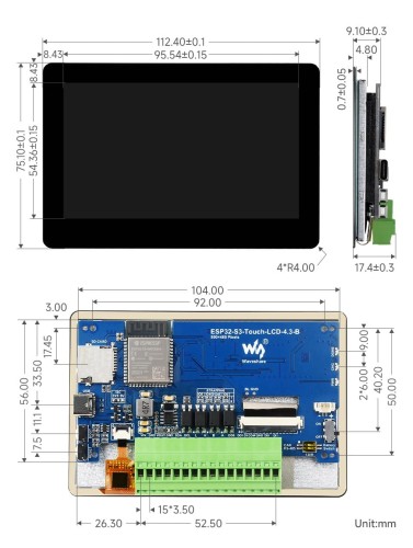 Moduł ESP32-S3 z 4.3" ekranem dotykowym LCD, WiFi/BLE, obsługa CAN i RS485