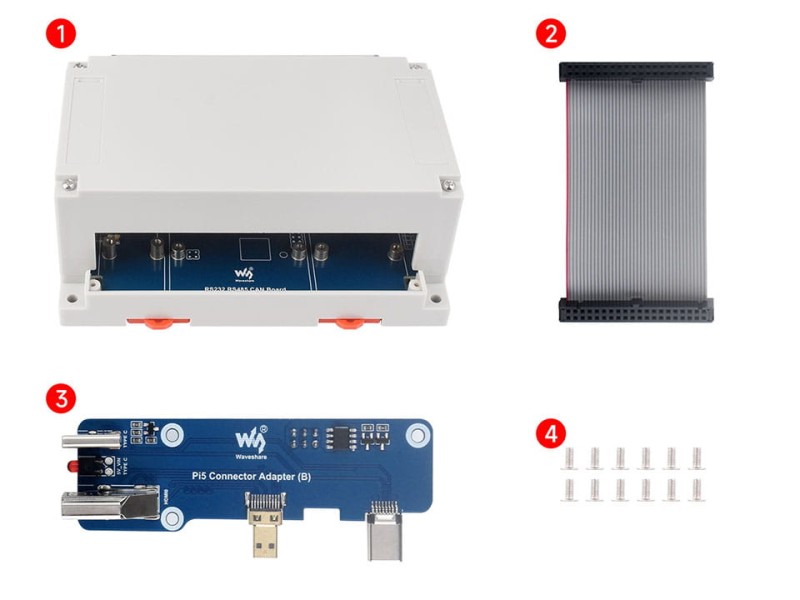 Przemysłowa karta rozszerzeń dla Raspberry Pi 4B/5 – 2x RS485, RS232, CAN, CAN FD, izolacja i montaż na szynie DIN