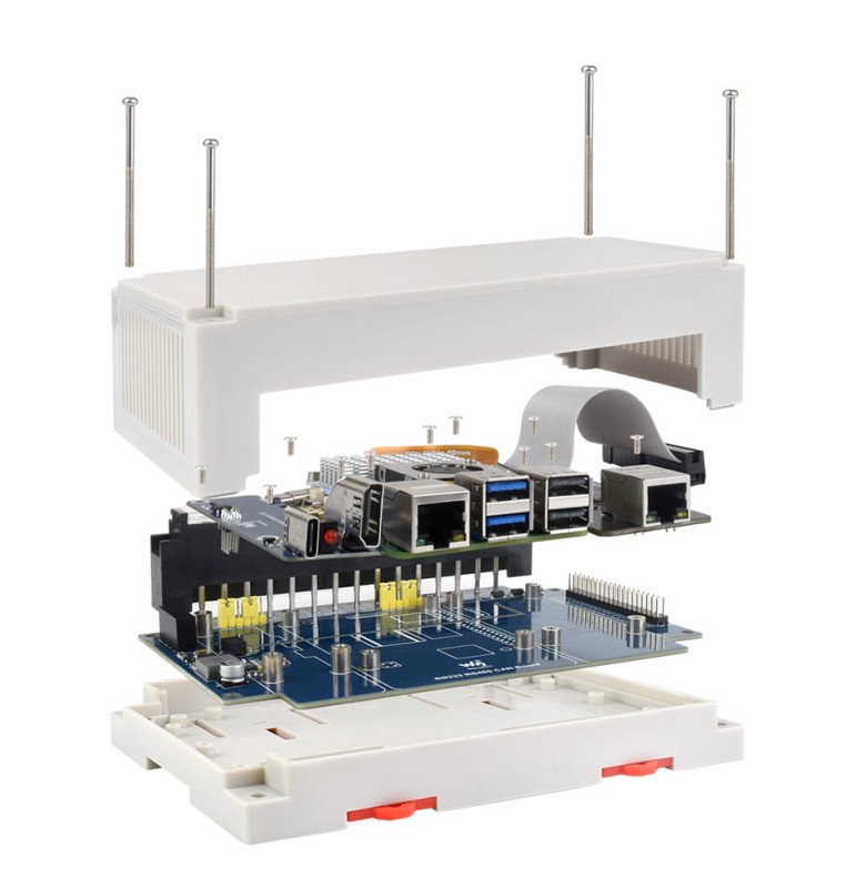 Przemysłowa karta rozszerzeń dla Raspberry Pi 4B/5 – 2x RS485, RS232, CAN, CAN FD, izolacja i montaż na szynie DIN