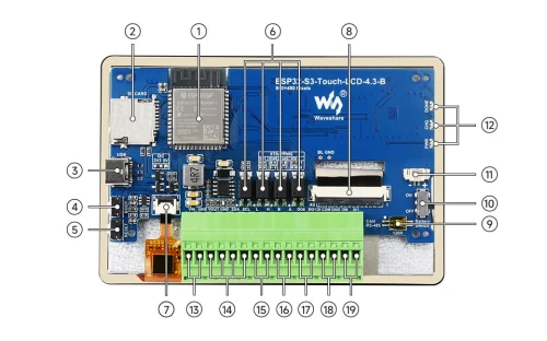 Moduł ESP32-S3 z 4.3" ekranem dotykowym LCD, WiFi/BLE, obsługa CAN i RS485