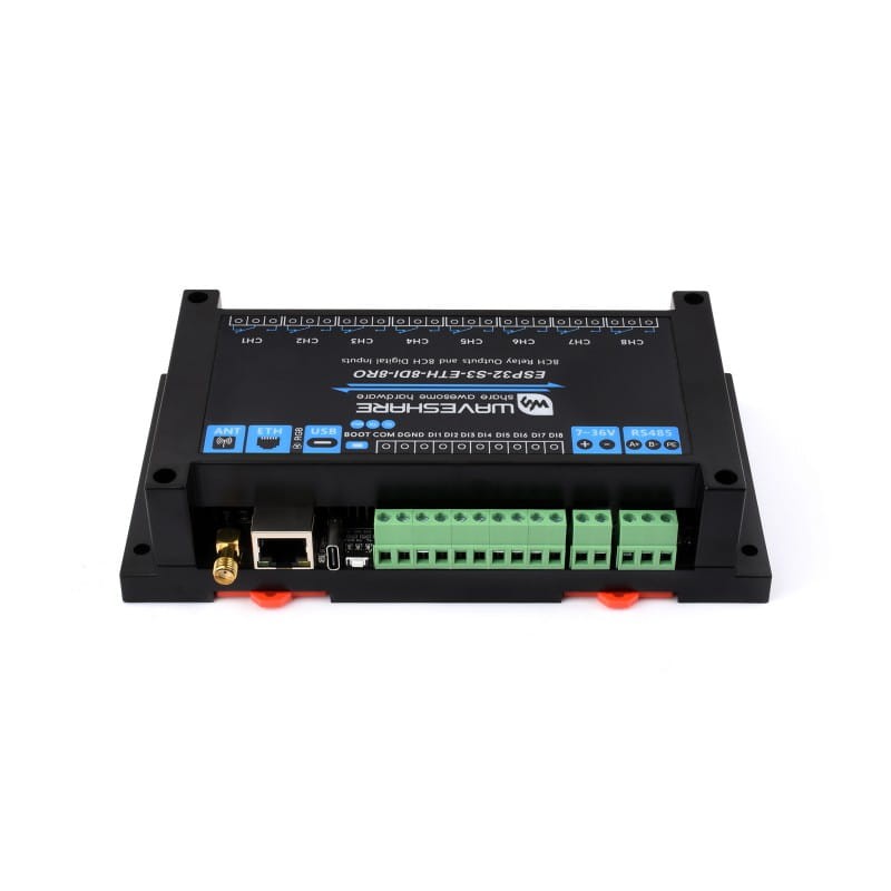 8-Kanałowy Moduł Przekaźników z ESP32-S3 WiFi Ethernet W5500 i RS485