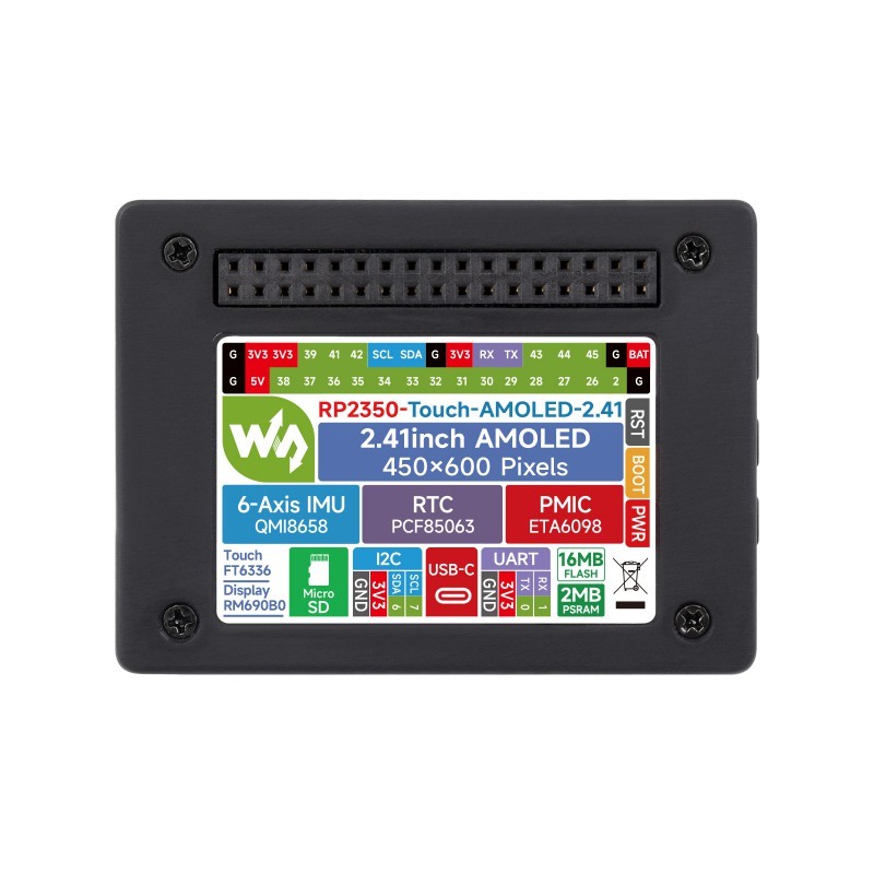 RP2350 2.41" 450×600 AMOLED Touch Panel 6-Axis Sensor RTC