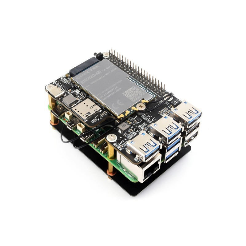 PCIe Adapter for GSM Modems SIMCom Quectel 4G/5G and USB 3.2 HAT+ for Raspberry Pi 5