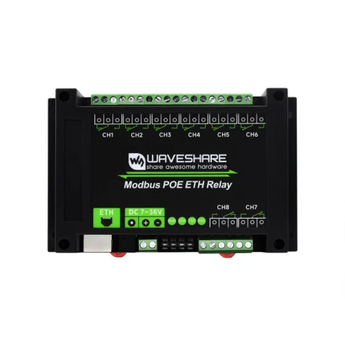 Industrielles 8-Kanal-Ethernet-PoE-Relaismodul Modbus RTU/TCP